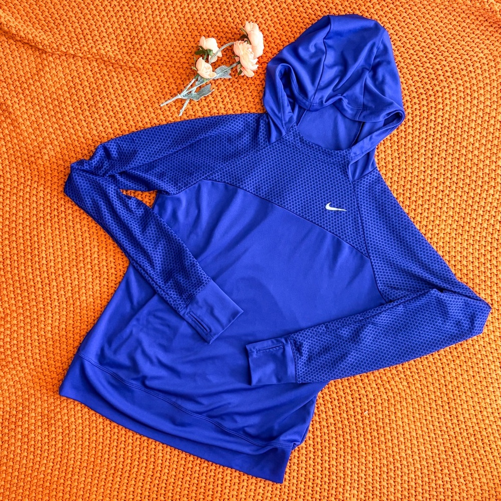 Nike Dri-FIT Hoodie with Thumbholes Size Small Blue Running Hoodie Athleisure